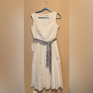 Calvin Klein White Midi Dress with Striped Belt